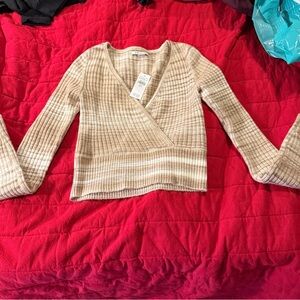 American Eagle Outfitters Cream V-Neck Sweater